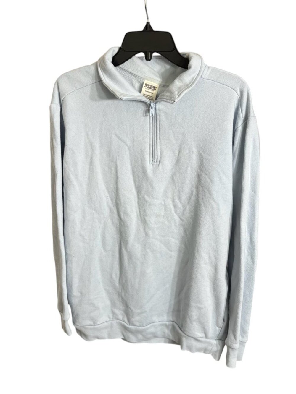 PINK Quarter Zip Sweatshirt Light Blue Perriwinkle Size Small